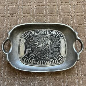 VTG 1972 Pewter Tray Sexton "Give us this day" Bread Wheat USA Made 10.5" Farmer